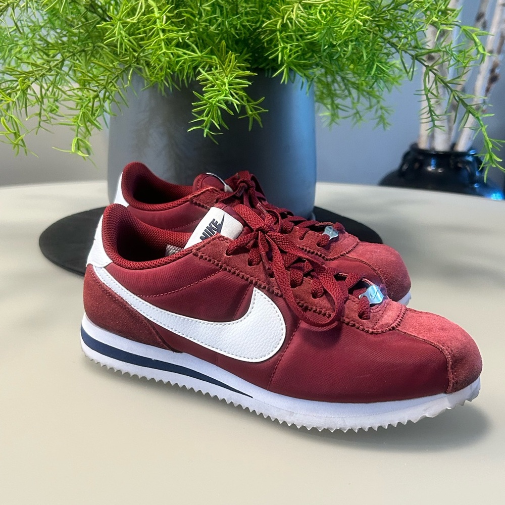 Nike Burgundy and White Cortez Sneakers (worn 3 times)